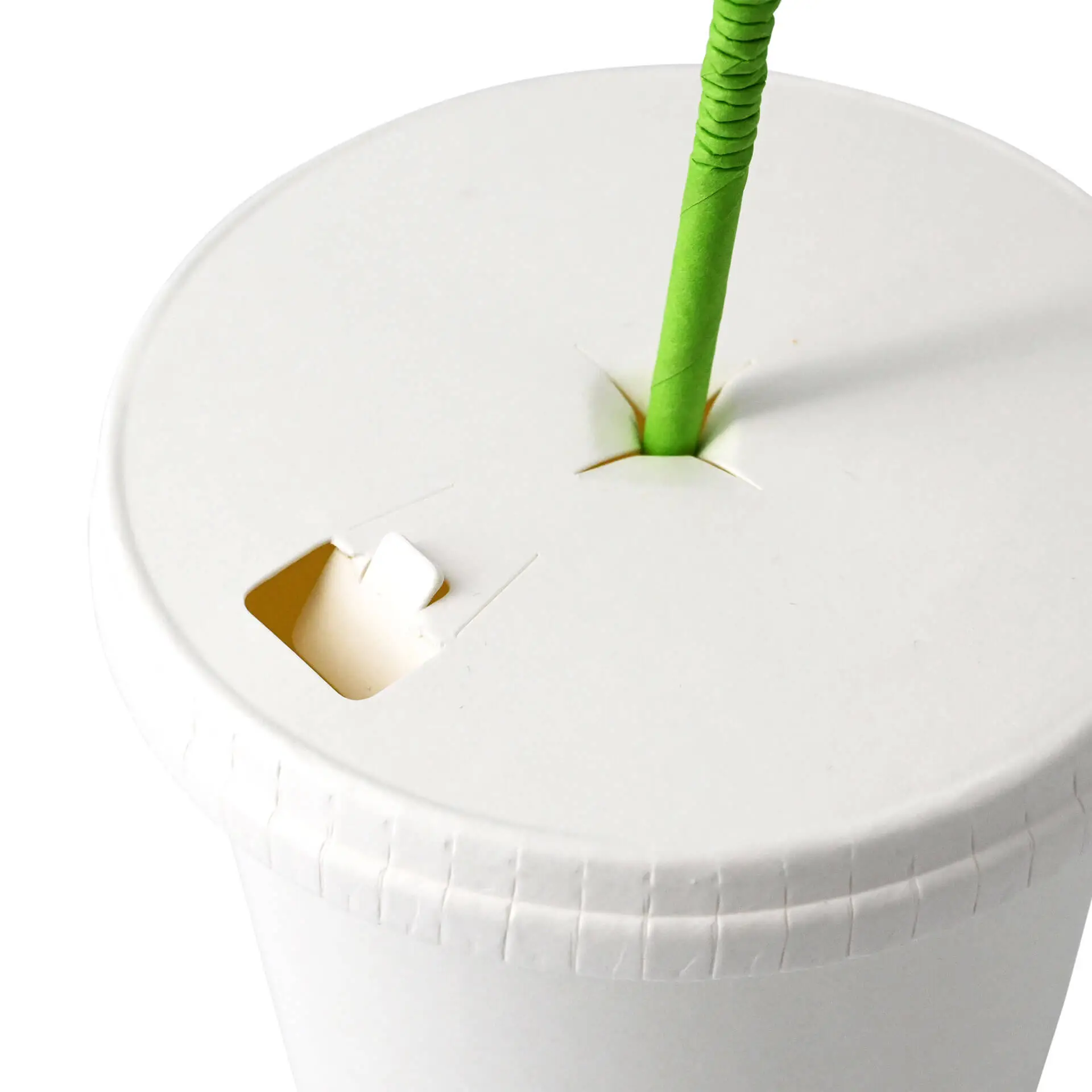 Paper-lids Ø 90 mm, white, drinking + straw hole