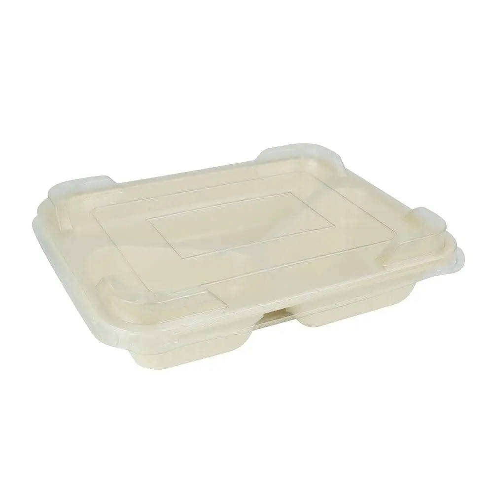 Cellulose-Trays 950 ml, 25 x 17.7 x 4.5 cm, 3 compartments, natural, biocoated