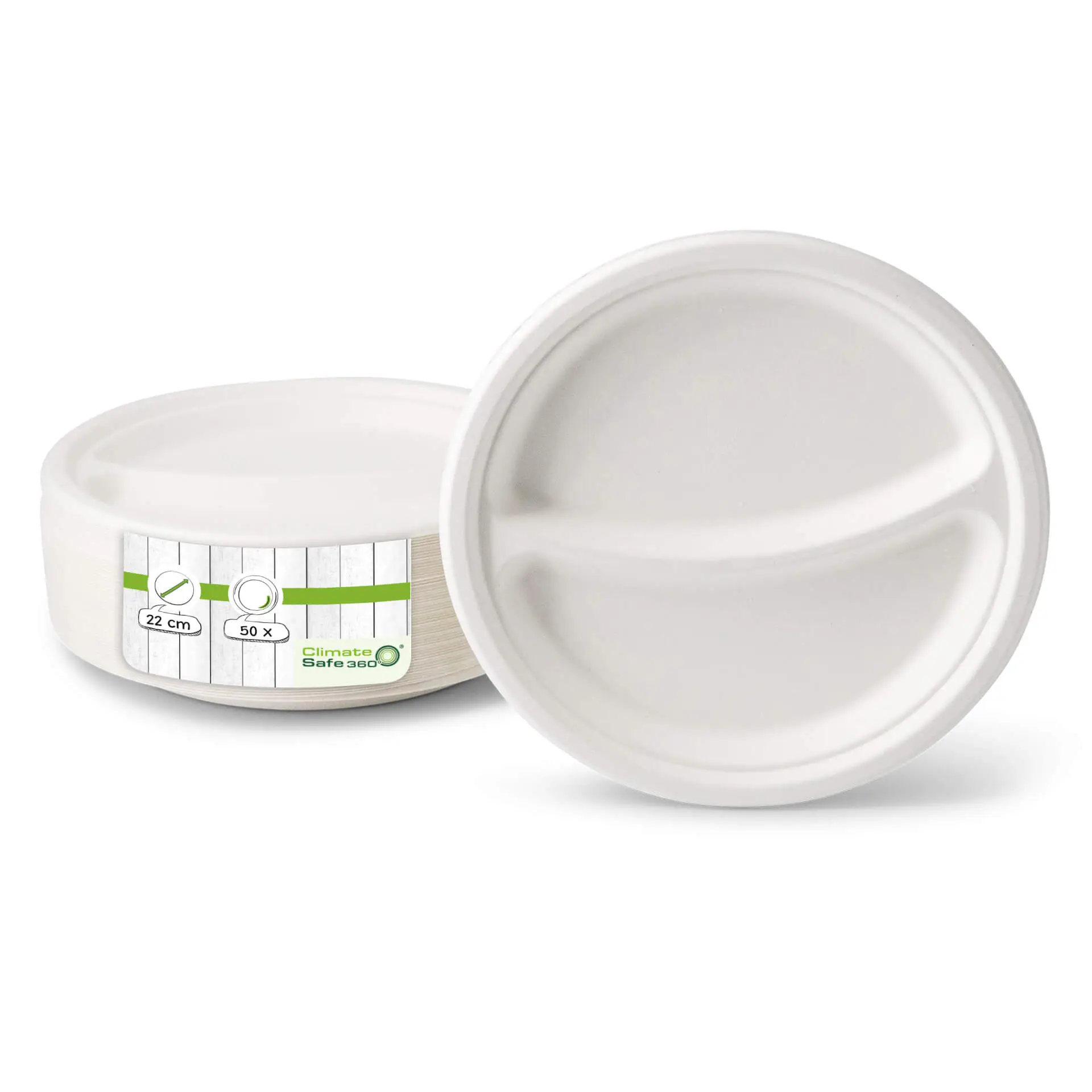 Ø 26 cm, Sugarcane-menu plate, 3 compartments, round