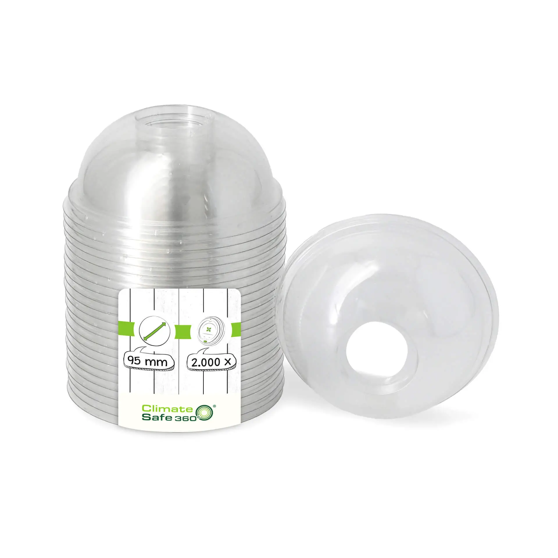 rPET dome lids Ø 95 mm, straw hole