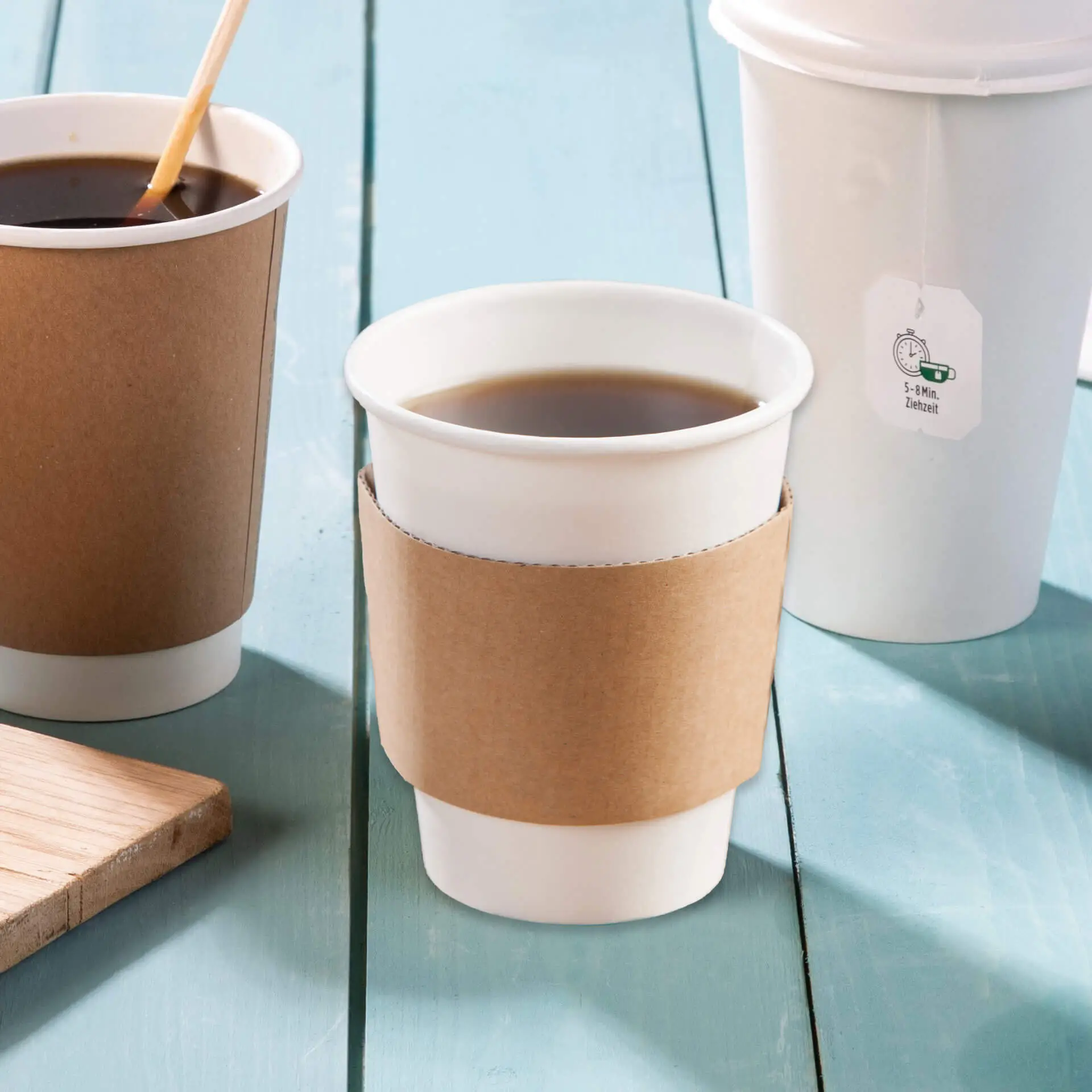 Cardboard sleeves for 6 / 8 / 10 oz paper cups, kraft