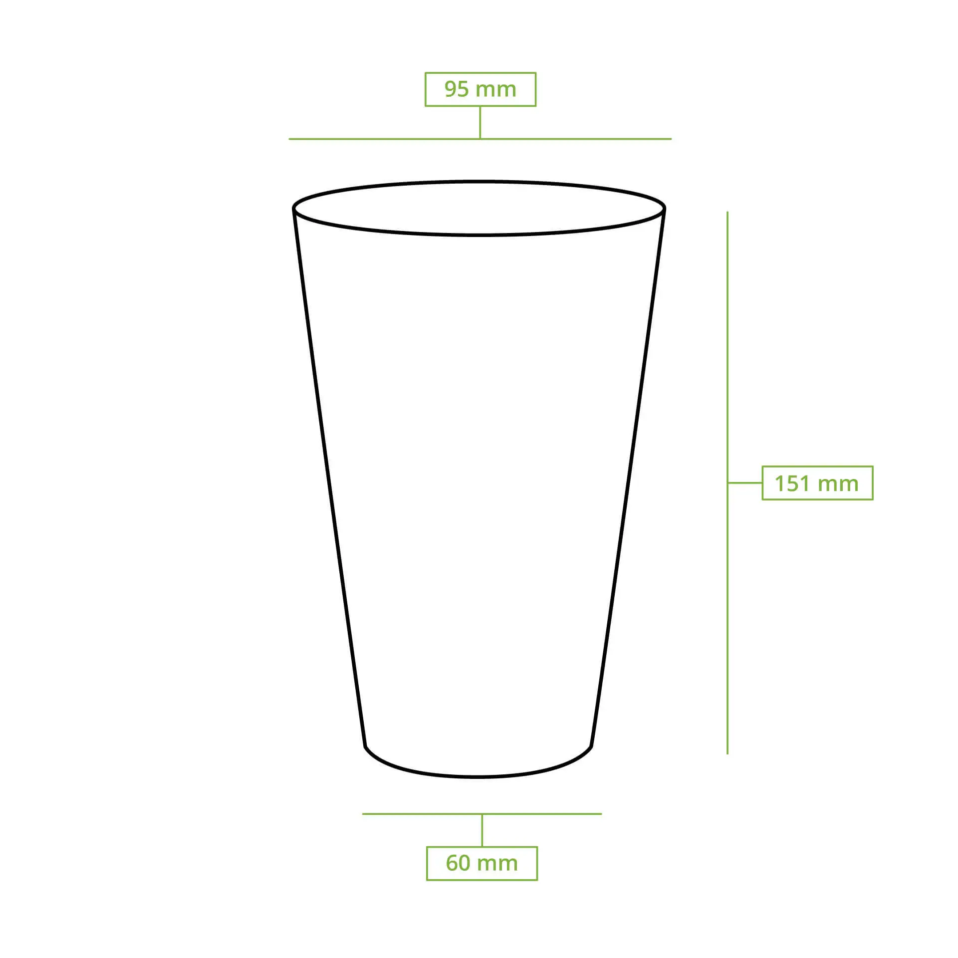 PLA-Klarbecher 500 ml / 20 oz, Ø 95 mm