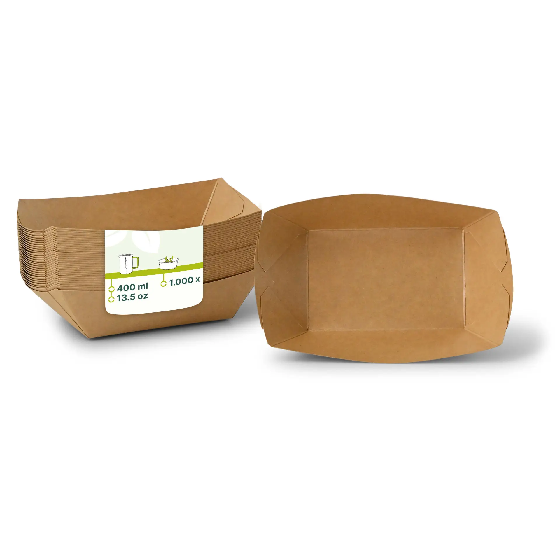 Cardboard-snack trays 400 ml, 17 x 12,5 x 4 cm, brown