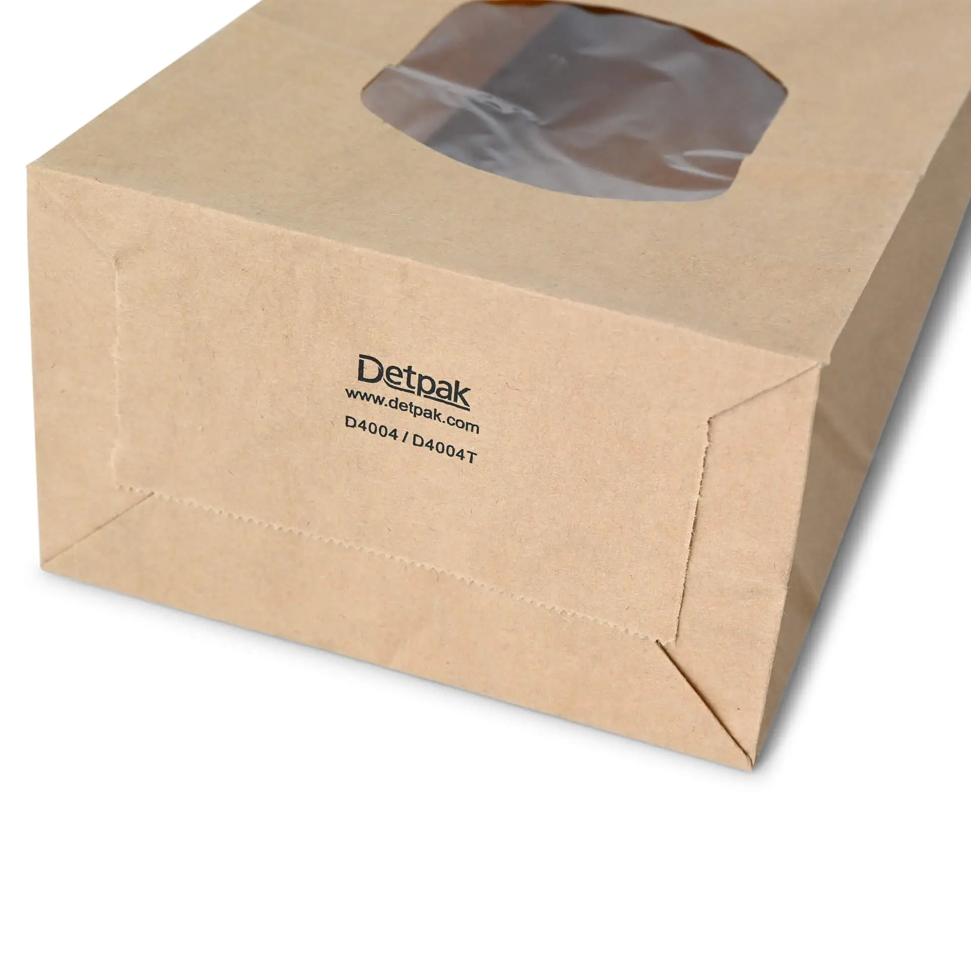 Block bottom bags with window M, 11.5 x 7 x 24,5 cm, PP-foil, brown, tin tie, kraft paper