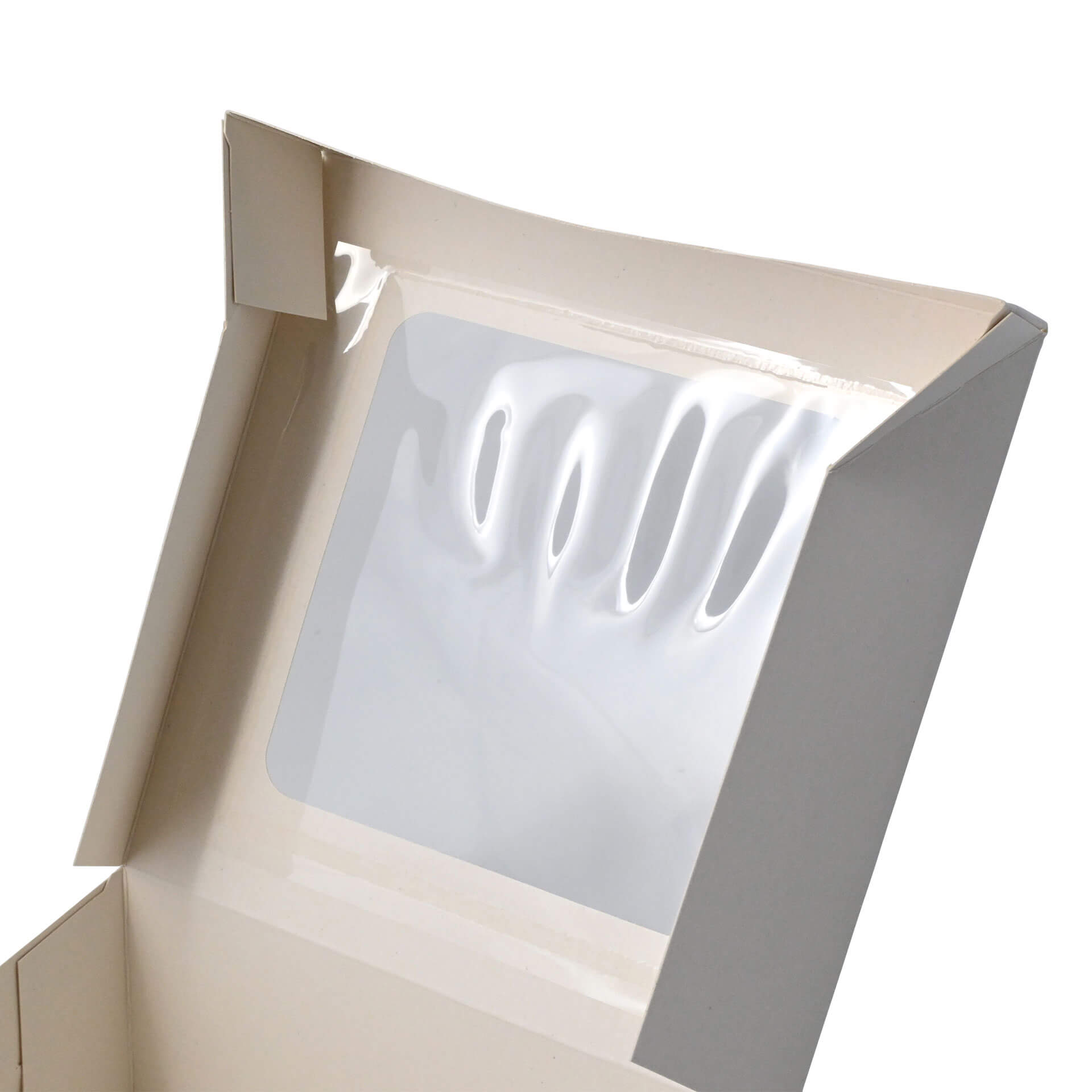 Patisserie Boxen 18 x 18 x 7,5 cm, Zellulose-Fenster, weiß